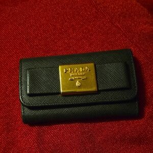 Prada Black Key Holder with Gold Accent